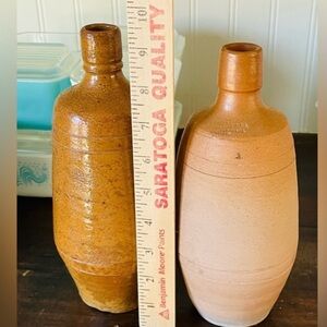 Vintage A. Areosa Portugal Salt Glazed Stoneware Bottle Collection of 2